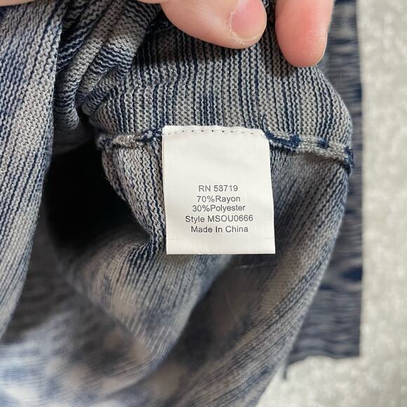 Notations Women's Blue & Gray Ikat Boho Cowl Neck Sweater - Size XL - Lagenlook - Picture 6 of 8